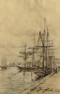 Johan Bartold Jongkind - Boats in the harbour