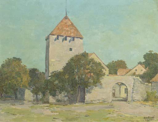 Johan Briedé - A view of a village in Sweden