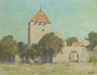 Johan Briedé - A view of a village in Sweden