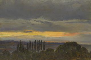 Johan Christian Clausen Dahl - Evening near Dresden, Poplars in the Foreground