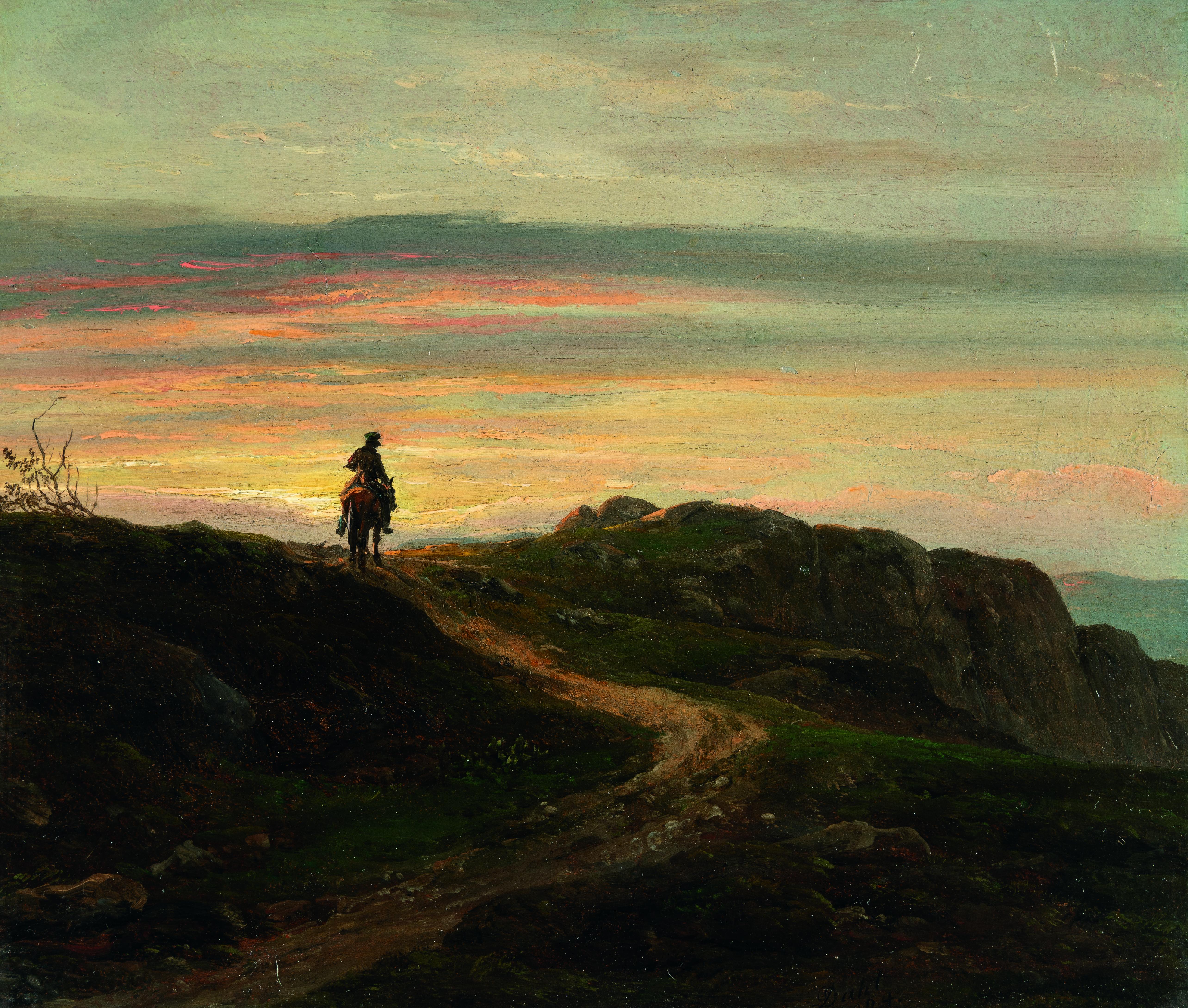 Johan Christian Clausen Dahl - Reiter vor abendlichem Himmel