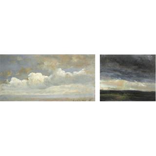 Johan Christian Dahl - Norwegian I) Skystudie (Cloud Study) Ii) Skystudie Og Landskap (Cloud Study And Landscape)