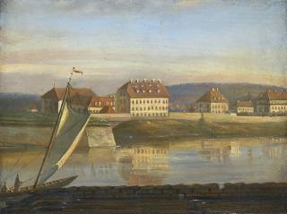Johan Christian Dahl - Norwegian view Over The Elbe And The Barracks