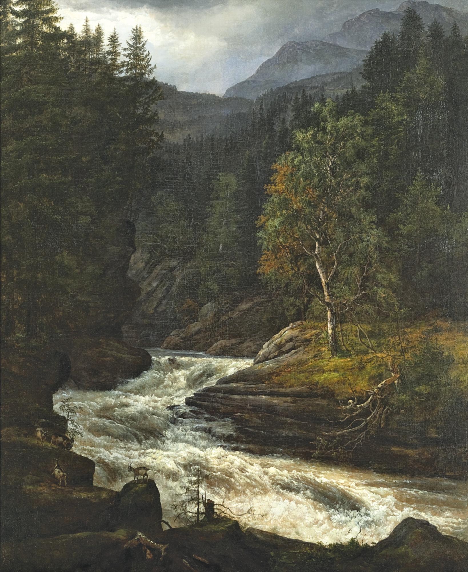 Johan Christian Dahl - Norwegian Waterfall In Hemsedal