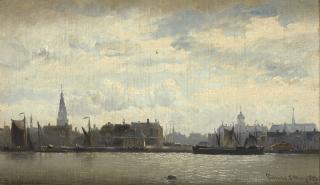 Johan Conrad Greive - A view of Amsterdam with the river IJ seen from the Tolhuis
