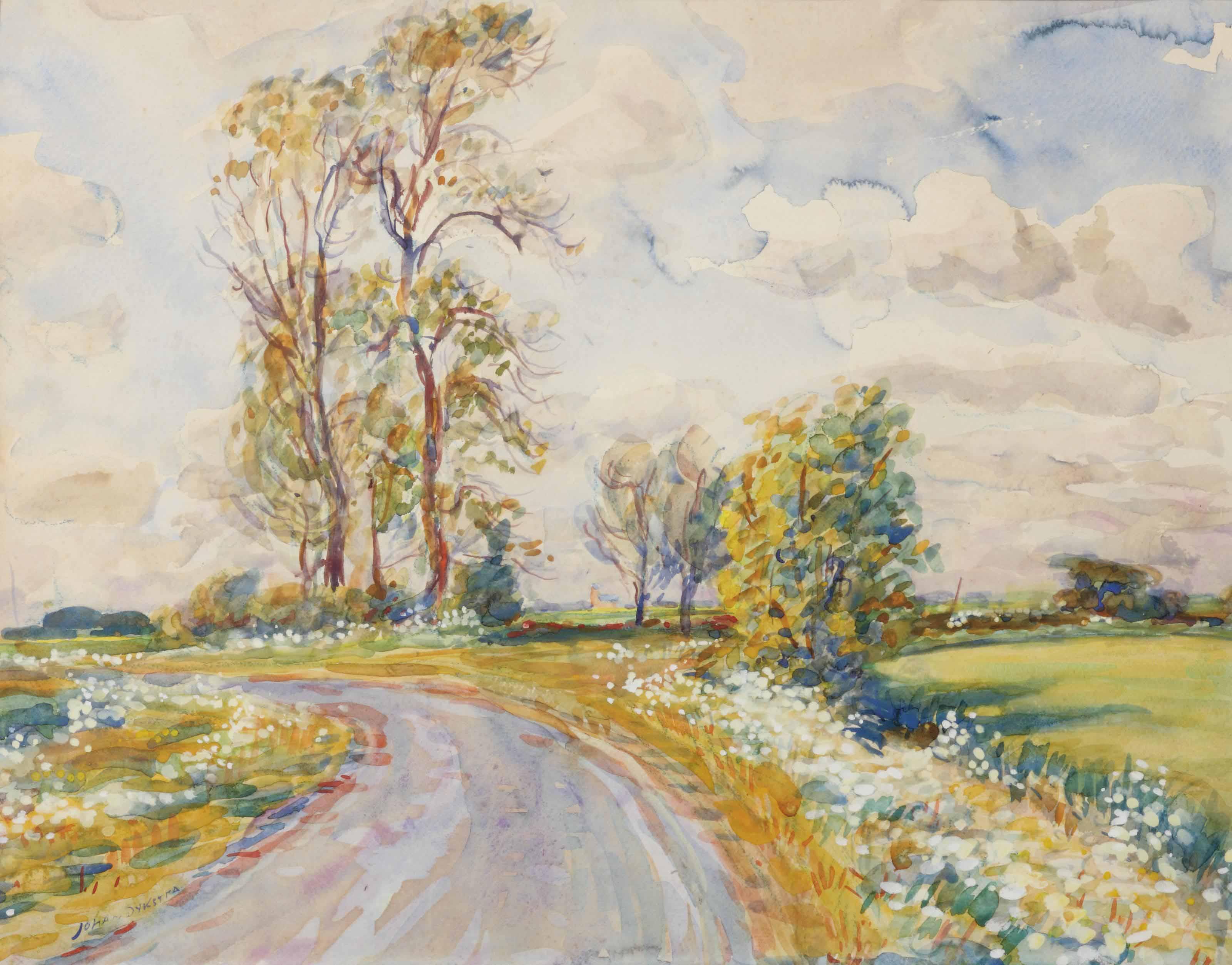 Johan Dijkstra - Bij Ten Post; landscape in Groningen