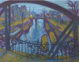 Johan Dijkstra - De Boteringebrug met de Turfsingel en het Lopende Diep, Groningen (recto); A river landscape in Groningen (probably Reitdiep, verso)