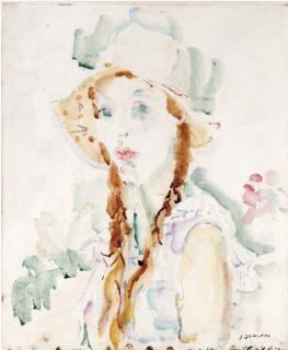 Johan Dijkstra - Portrait of a girl with a hat
