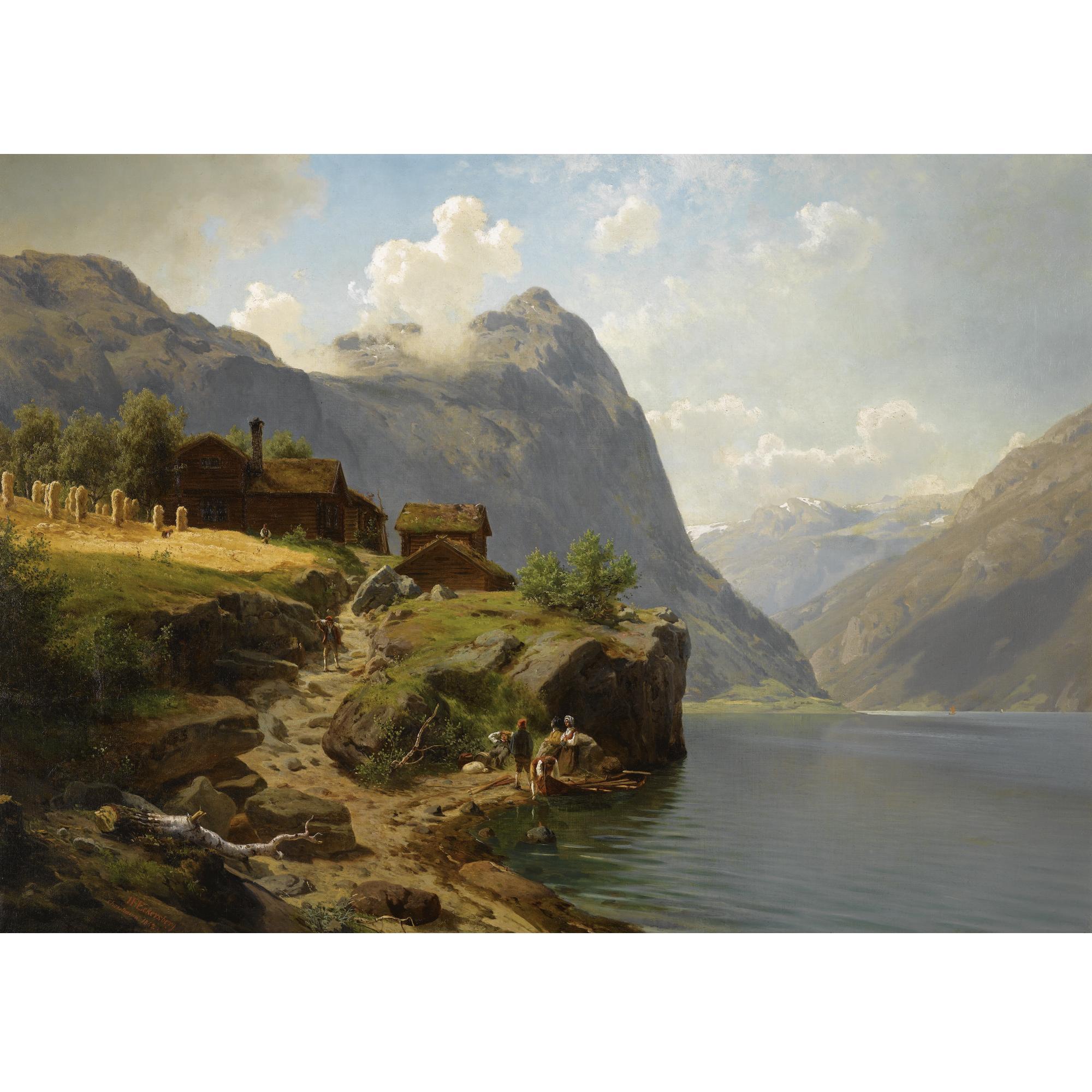 Johan Frederick Eckersberg - Norwegian Mennesker I Fjellandskap (Figures In A Mountainous River Landscape)