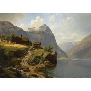 Johan Frederick Eckersberg - Norwegian Mennesker I Fjellandskap (Figures In A Mountainous River Landscape)