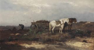 Johan Frederik Cornelis Scherrewitz - A Peasant Loading A Horse-Drawn Cart