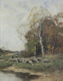 Johan Frederik Cornelis Scherrewitz - A shepherd and his flock
