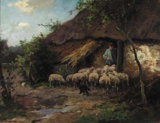 Johan Frederik Cornelis Scherrewitz - Leading the flock into the stable