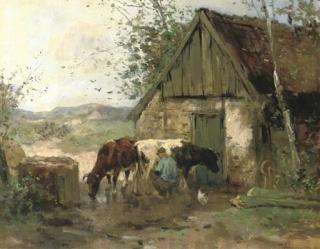 Johan Frederik Cornelis Scherrewitz - Milking time