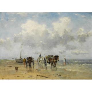 Johan Frederik Cornelis Scherrewitz - Shell Fishers In The Breakers