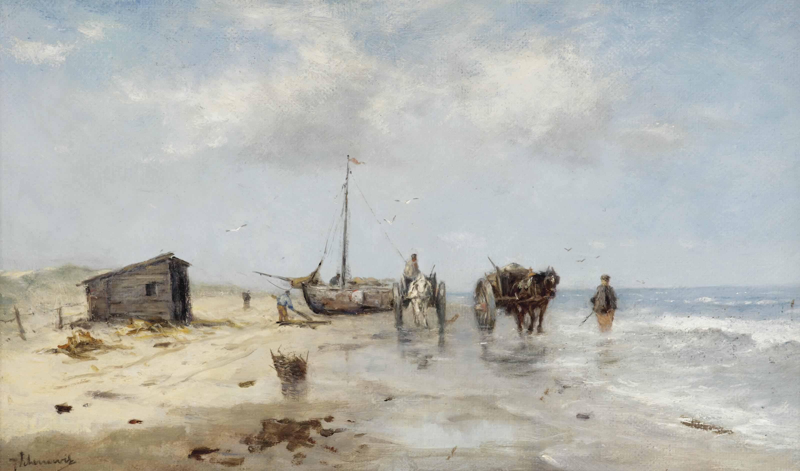 Johan Frederik Cornelius Scherrewitz - Schellfishers on the beach