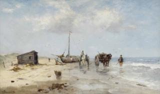 Johan Frederik Cornelius Scherrewitz - Schellfishers on the beach