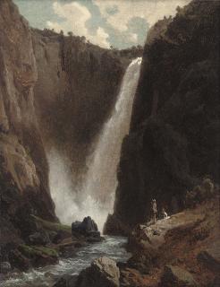 Johan Fredrik Eckersberg - Hikers before a waterfall