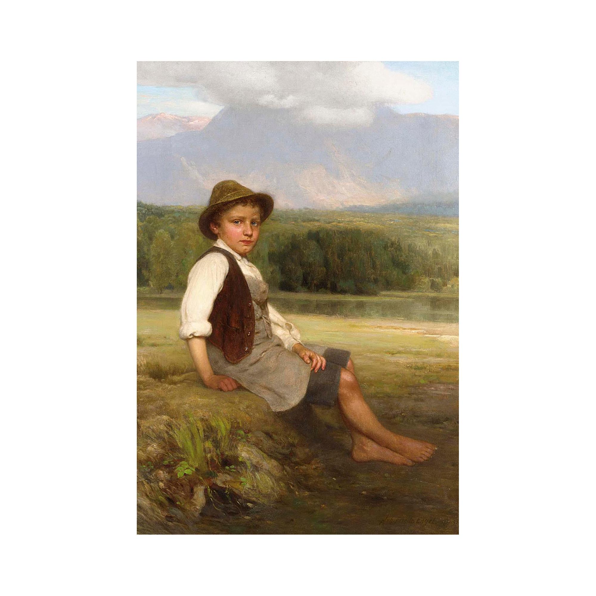 Johan Friederich Engel - A Young Boy In A Summer Landscape