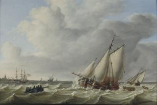 Johan Hendrik Boshamer - Sailing vessels in choppy seas