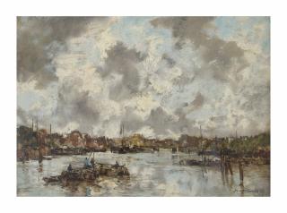 Johan Hendrik Van Mastenbroek - A cloudy sky on the river Amstel, Amsterdam