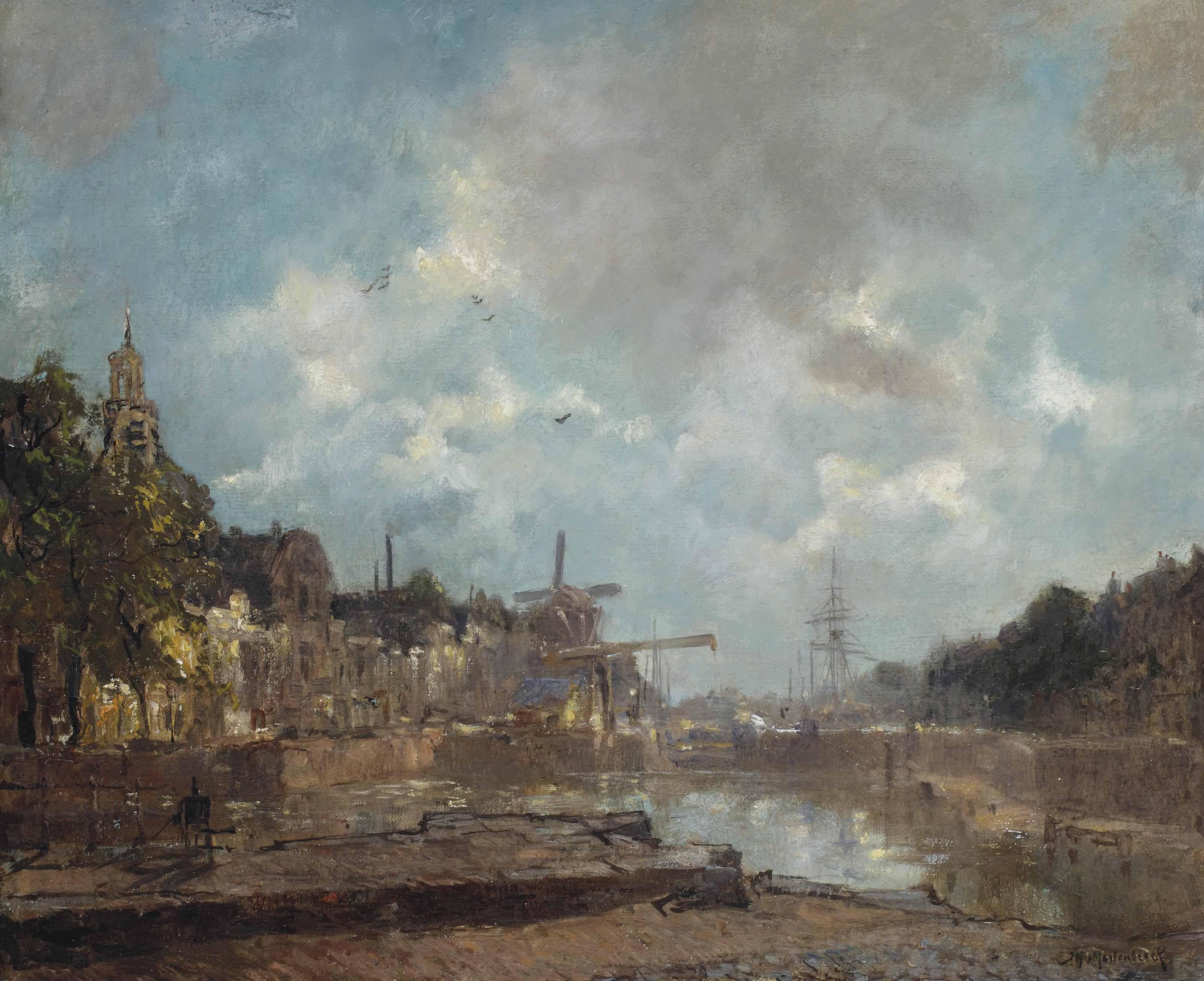 Johan Hendrik van Mastenbroek - A view of the Aelbrechtskolk, Delfshaven, Rotterdam
