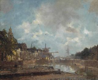 Johan Hendrik van Mastenbroek - A view of the Aelbrechtskolk, Delfshaven, Rotterdam