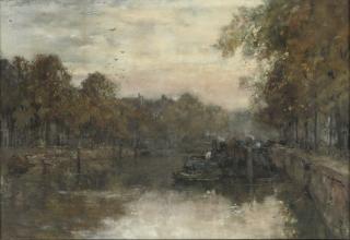 Johan Hendrik Van Mastenbroek - Sunset over the Leuvehaven, Rotterdam