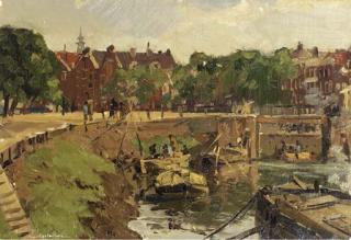 Johan Hendrik Van Mastenbroek - Werkzaamheden aan de gracht - een buiten studie