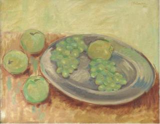 Johan Hendrik van Zweden - A still life with apples and grapes on a pewter plate