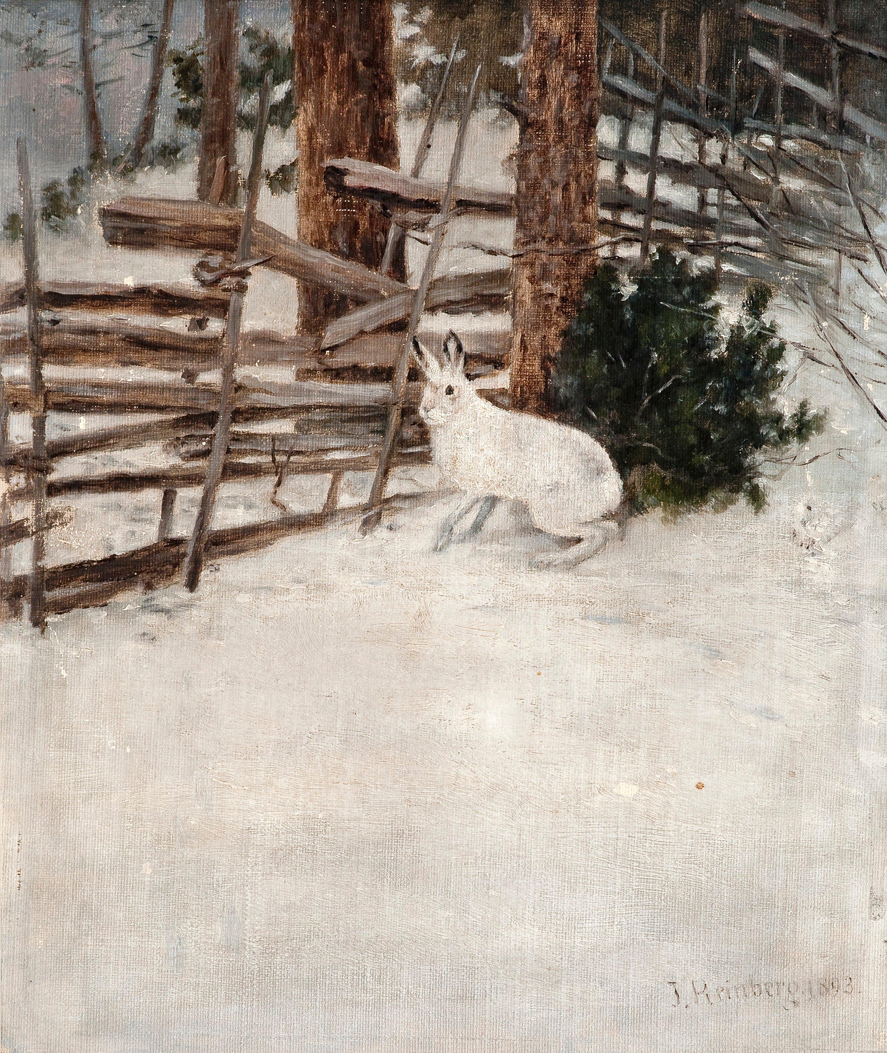 Johan Jakob Reinberg - A Hare In A Winter Landscape.