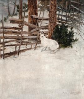 Johan Jakob Reinberg - A Hare In A Winter Landscape.
