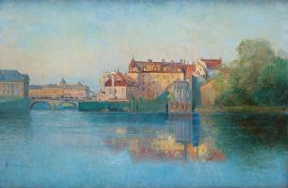 Johan Kindborg - View of Norrbro and Helgeandsholmen, Stockholm.