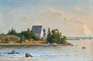 Johan Knutson - Coastal View With A Church.