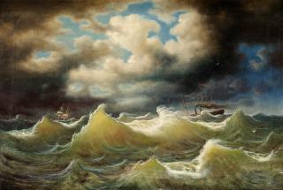 Johan Knutson - Steamboat on stormy water