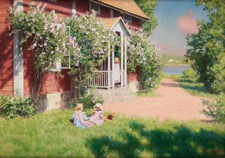 Johan Krouthén - Garden scene with children