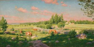 Johan Krouthén - Summer idyll with grazing cattle
