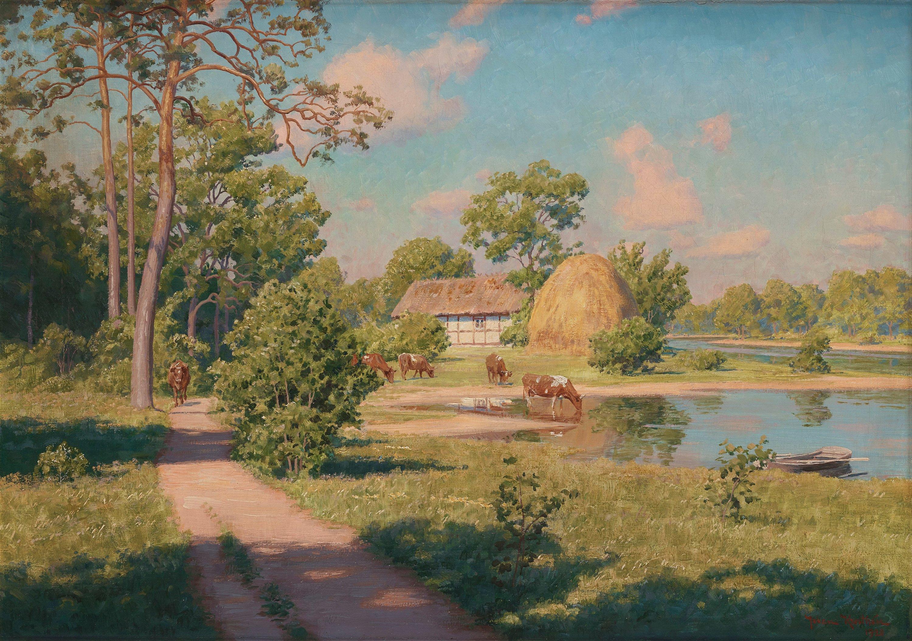 Johan Krouthén - Summer landscape with cows