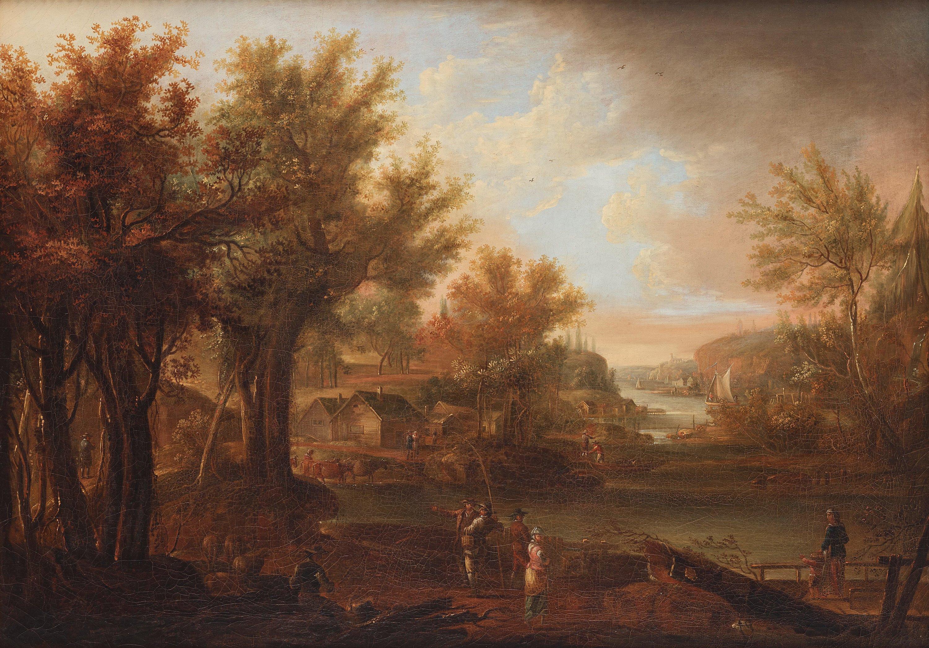 Johan Philip Korn - Landscape with figures