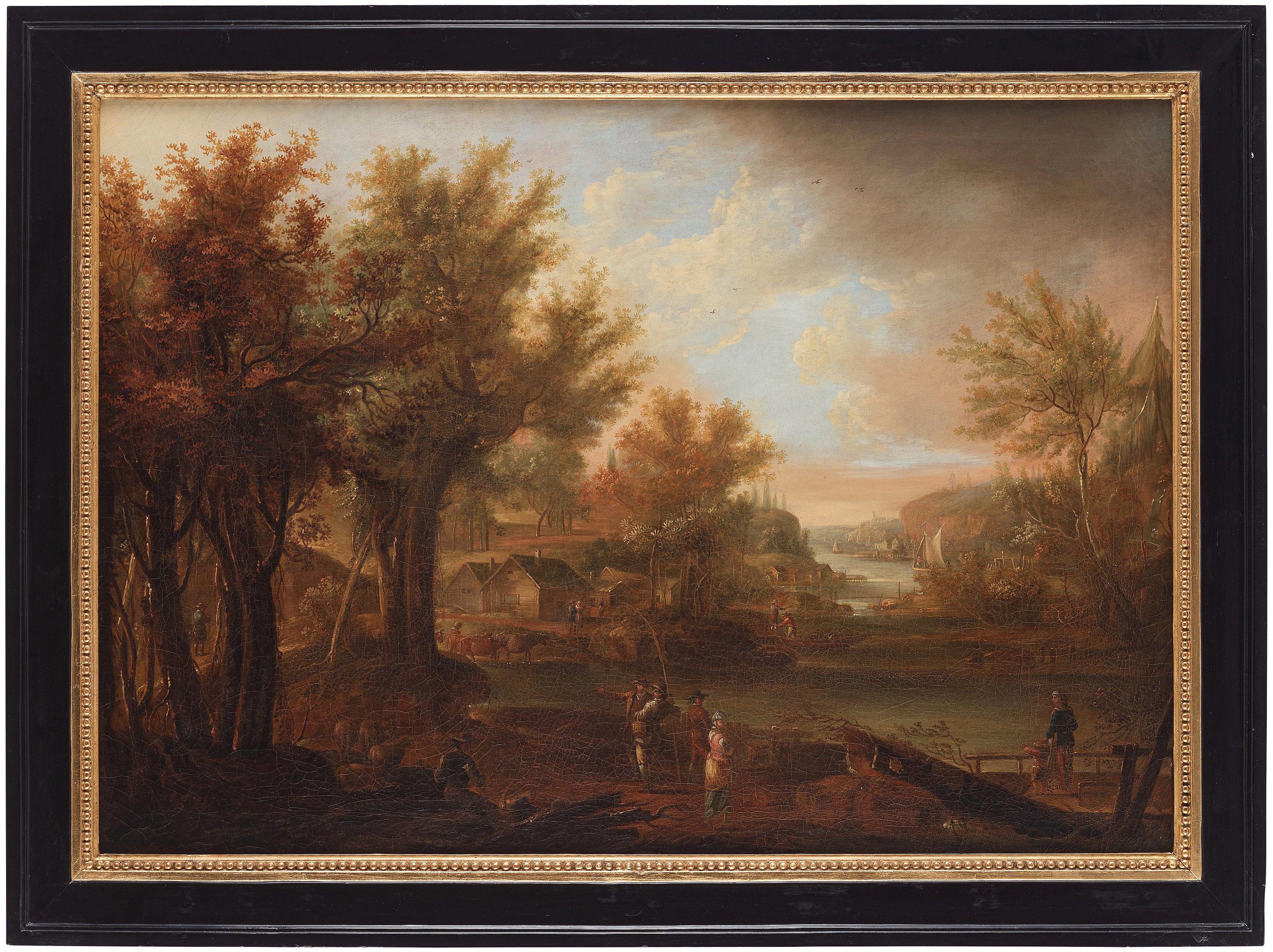 Johan Philip Korn - Landscape with figures