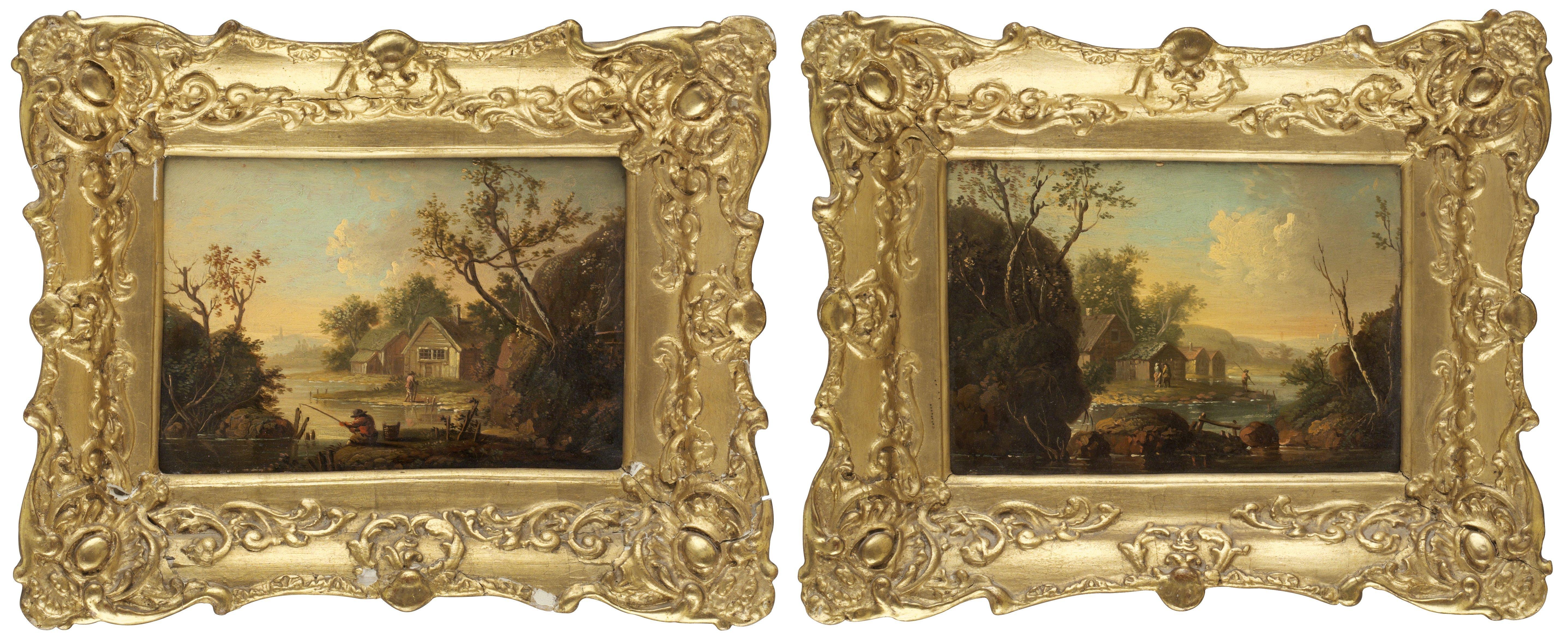 Johan Philip Korn - Landskap med figurer vid vattendrag