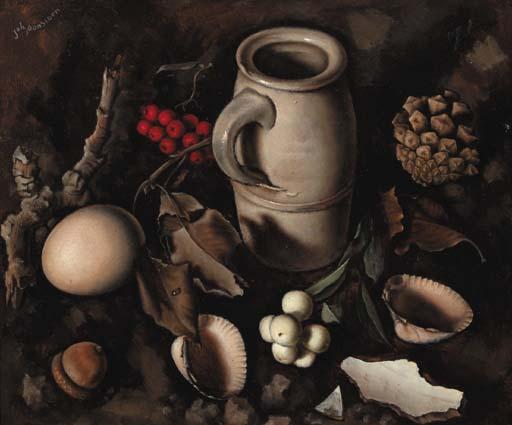 Johan Ponsioen - Mosterdpotje - A Still Life With A Jug And Berries