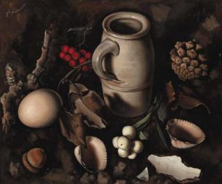 Johan Ponsioen - Mosterdpotje - A Still Life With A Jug And Berries
