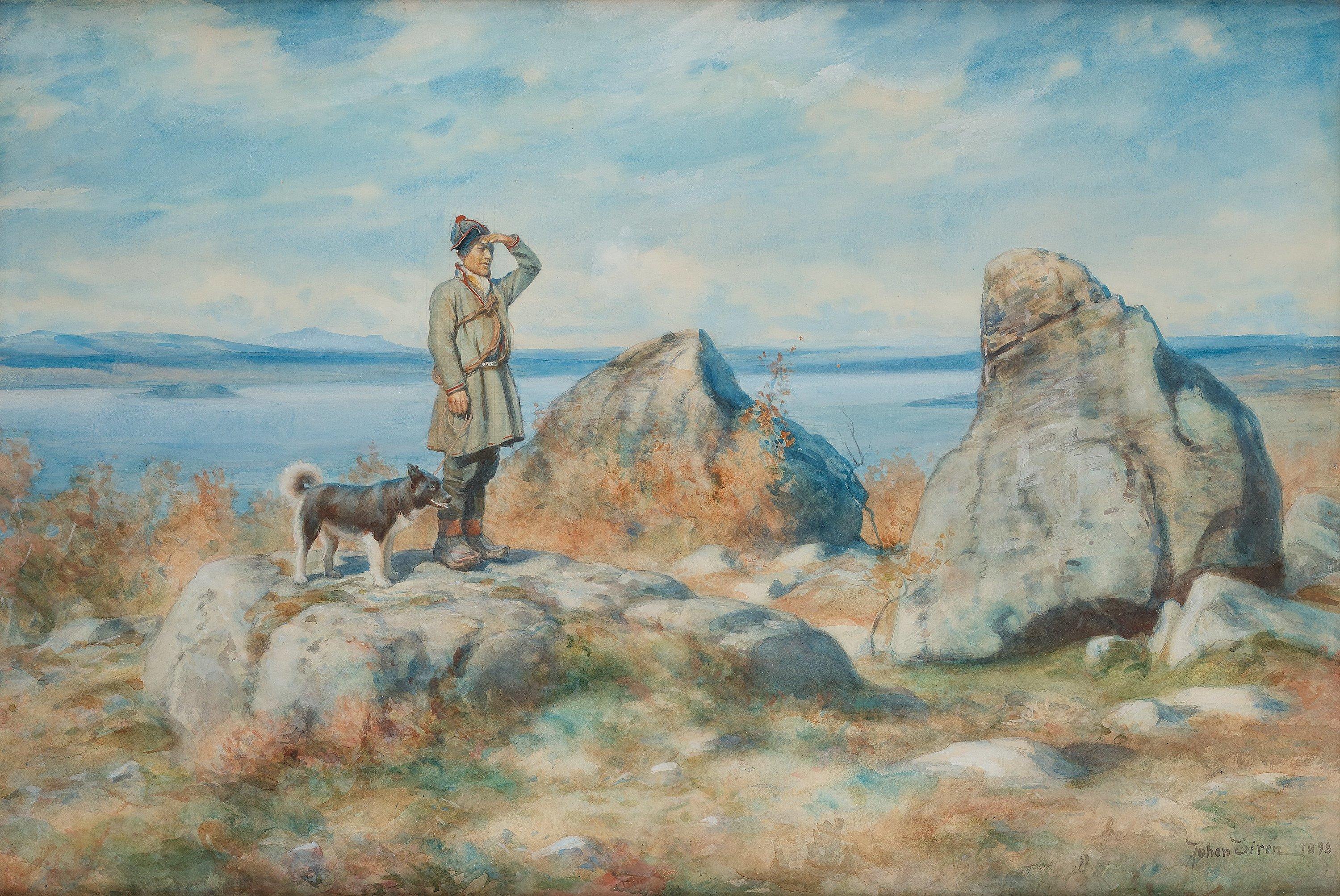 Johan Tirén - Sami boy with dog