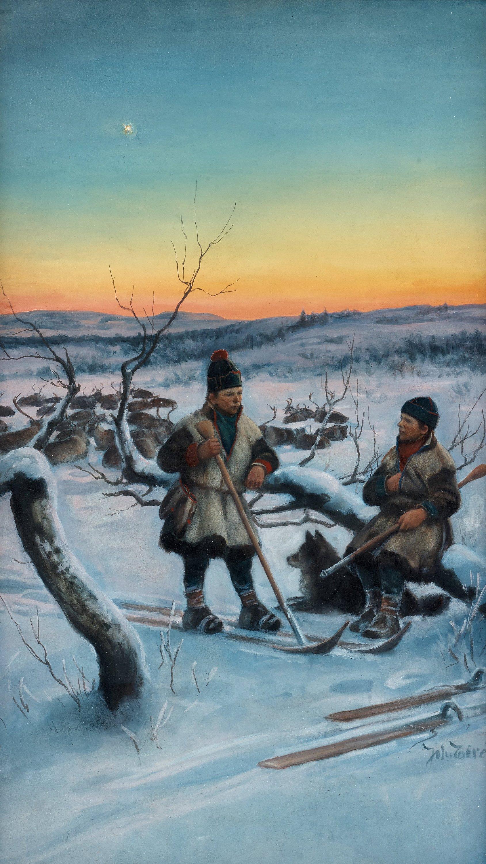 Johan Tirén - The Sami boys with their reindeers