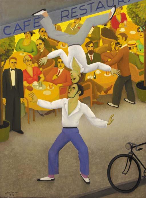 Johan van Hell - Acrobats on a terrace