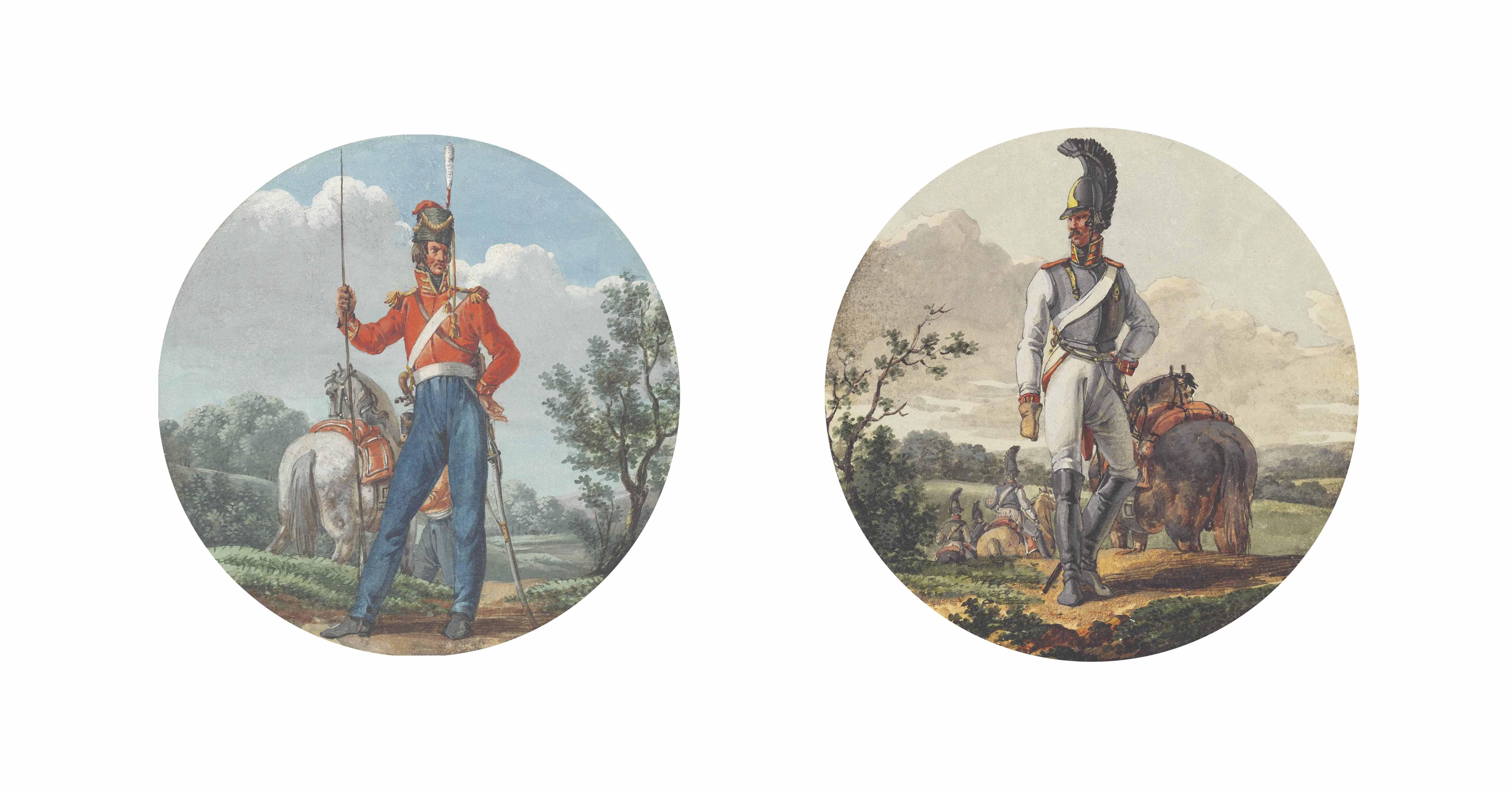 Johann Adam Klein - A Prussian Lancer; A Prussian Cuirassier; And A Prussian Dragoon