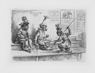 Johann Adam Klein - Drei Affen „Zum Neuen Jahr 1829“.