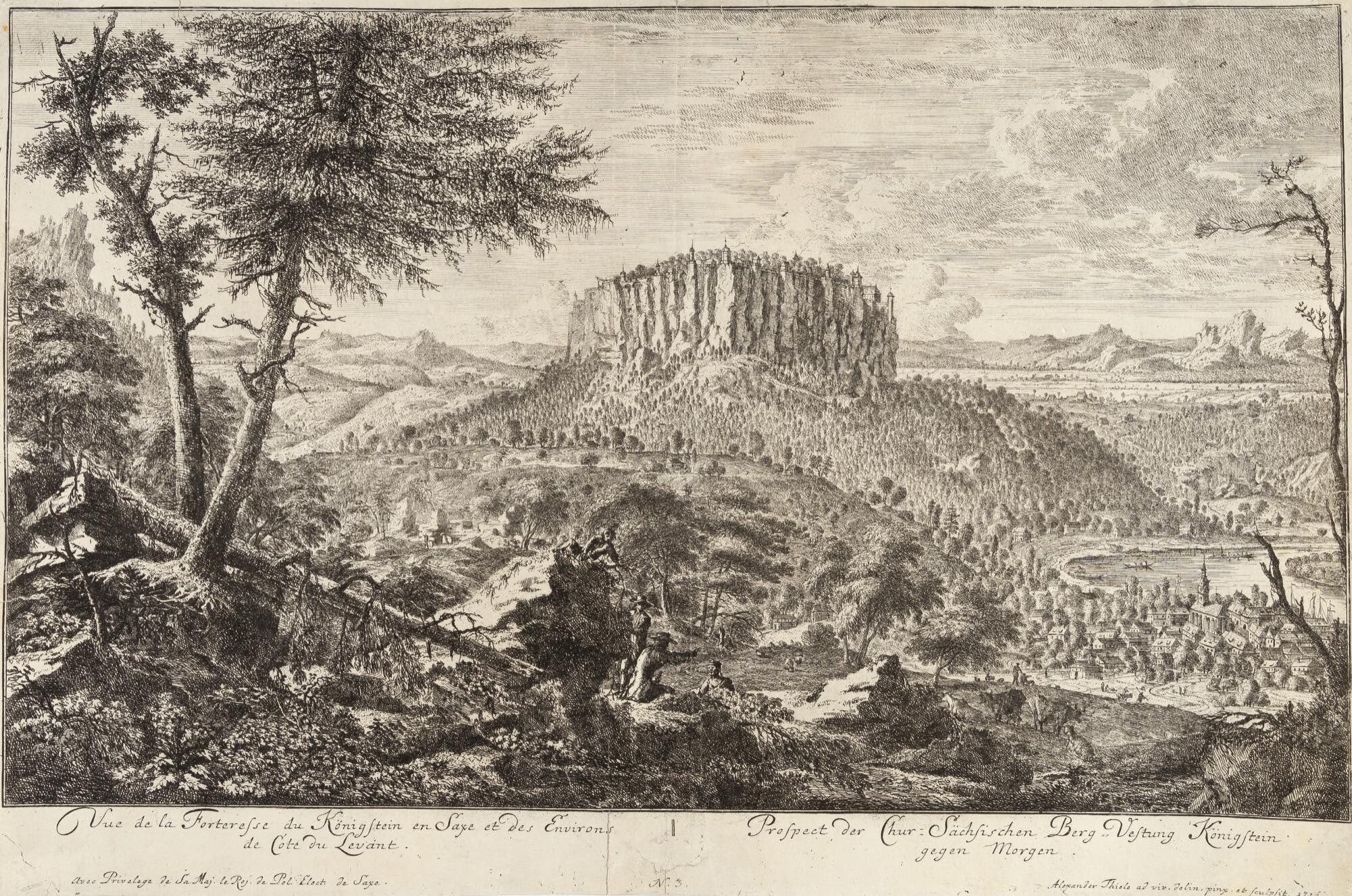 Johann Alexander Thiele - Prospect der Chur: Sächsischen Berg Vestung Königstein gegen Morgen