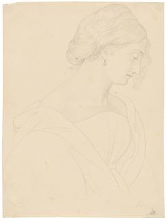 Johann Anton Alban Ramboux - Mädchenkopf im Profil nach rechts.